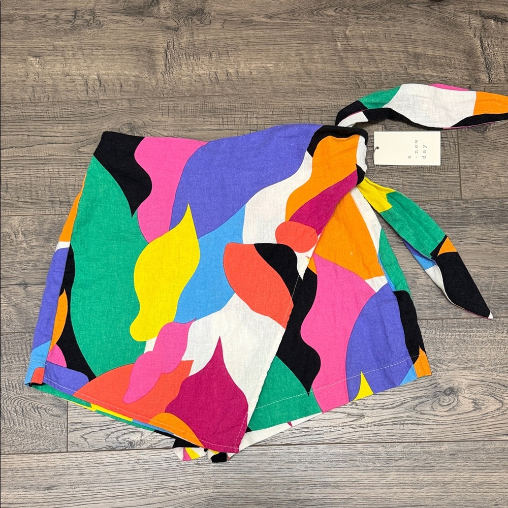 Multi color linen blend skort